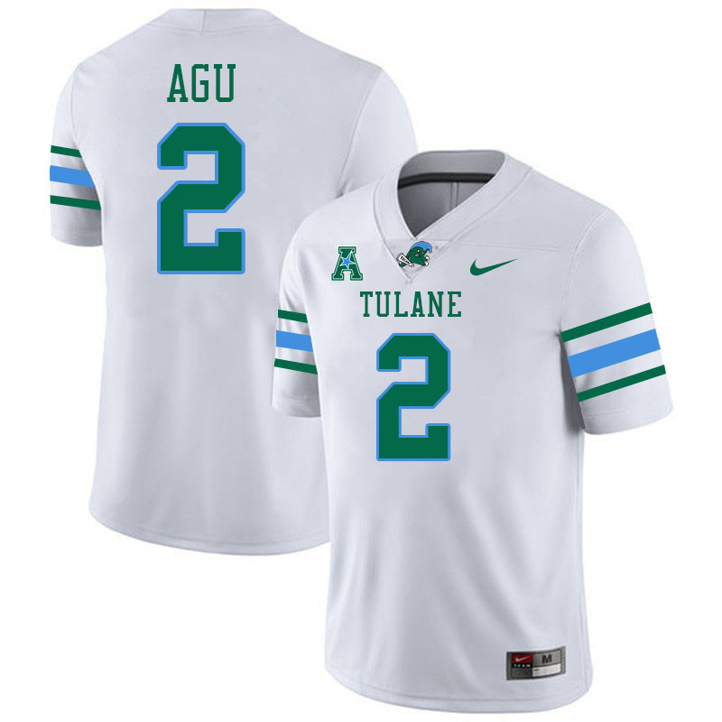 #2 Dickson Agu Tulane Green Wave Jersey College Football Uniforms,Apparels Stitched-White